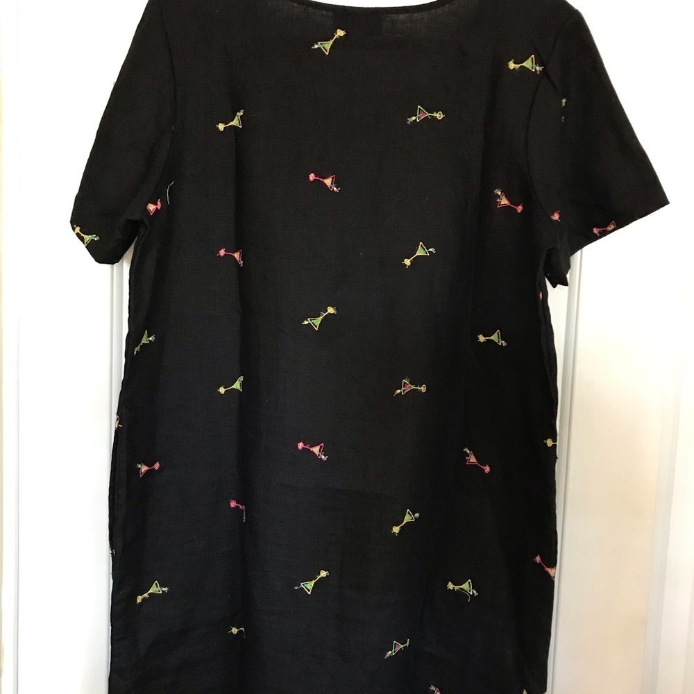 Cotton Connection Premium Linen Dress | Martini Glass Embroidery | Size L - Picture 3 of 4
